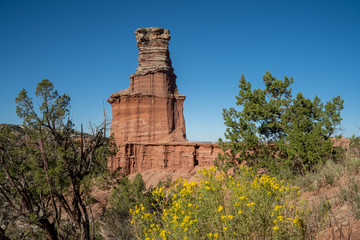 The canyon winds through Palo Duro Canyon State Park near Amarillo, Texas. 