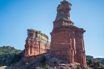 The canyon winds through Palo Duro Canyon State Park near Amarillo, Texas. 