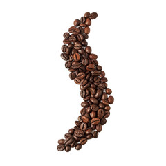Wave of steam smoke from coffee beans isolated on white background
