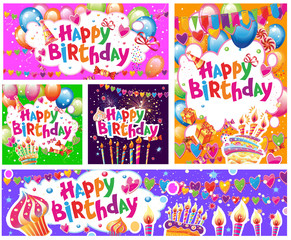Set of Birthday cards and banners