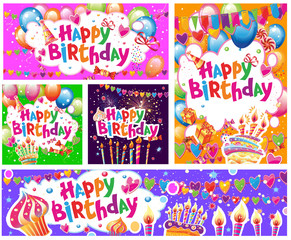 Fototapeta premium Set of Birthday cards and banners