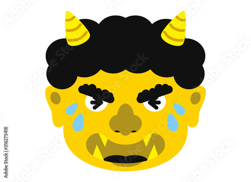 イラスト 鬼 おに オニ 節分 豆まき 素材 表情 顔 黄鬼 キイロオニ 黄 きいろ ベクター有 Poster Wdw