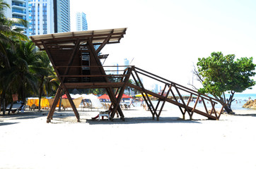 Fototapeta premium Lifeguard area, Bocagrande beach, Cartagena de Indias