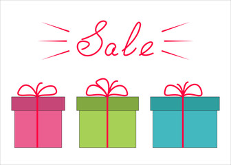 Colorful gift boxes, sale.