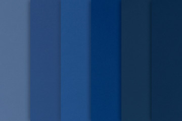Classic blue color of the year 2020. Set of shades of blue from paper.