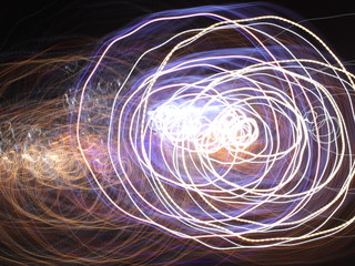 Camera Slow Shutter movement produce lighting effects and double image of Patong Phuket Thailand