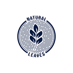 Vintage monoline logo badge natural leaves vector eps 10