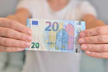 Euro banknotes.	