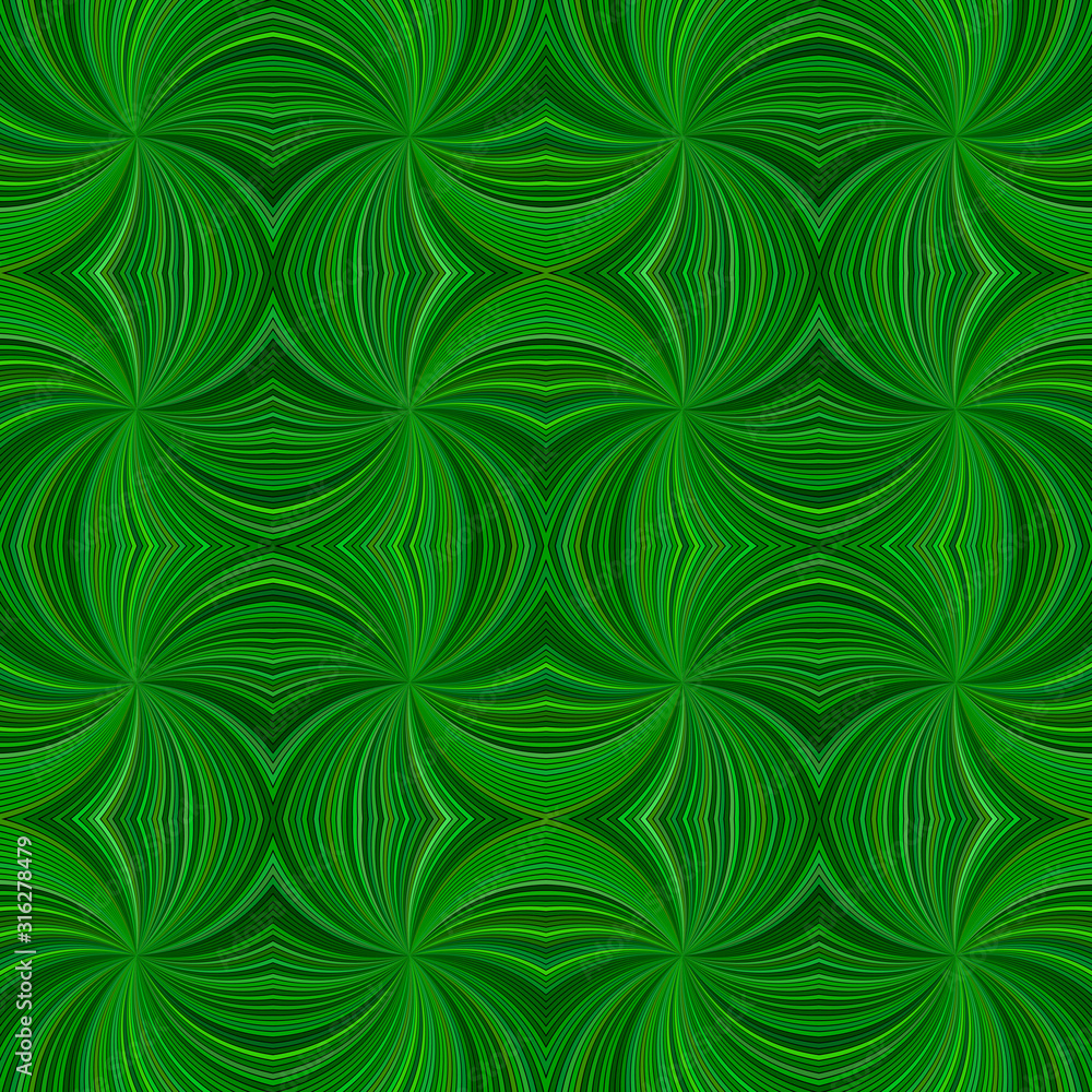 Poster green seamless psychedelic abstract swirling ray stripe pattern background - vector design
