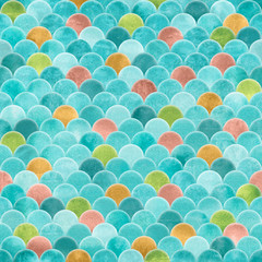 textured seamless fish scale pattern in multicolour