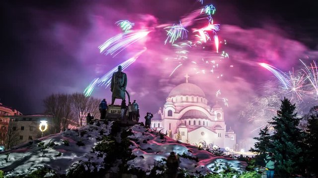 Orthodox New Year celebration at Church of St. Sava in Belgrade, Serbia