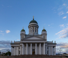 Fototapeta na wymiar Helsinki cathedral during sunset on a warm summer evening