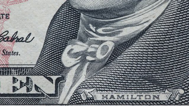 Ten US dollar (USD) stop motion animation. Currency business concept. Money background.