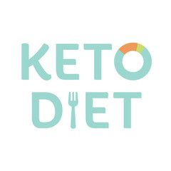 Keto diet colorful logo with fork. Ketogenic  graphic diagram circle with quantity fats, proteins and carbs. Vector isolated health symbol background.
