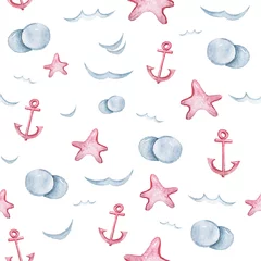 Velvet curtains Sea waves Watercolor hand painted sea life illustration. Seamless pattern on white background. Whale, fish, wave collection. Perfect for textile design, fabric, wrapping paper, scrapbooking