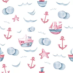 Light filtering roller blinds Sea waves Watercolor hand painted sea life illustration. Seamless pattern on white background. Whale, fish, wave collection. Perfect for textile design, fabric, wrapping paper, scrapbooking