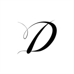 Calligraphic handwritten letter d. Light and elegant monogram. Isolated vector illustration.