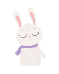 cute rabbit with scarf cartoon character icon