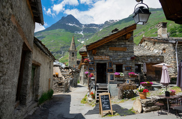 Picturesque shot of colorful streets of an old medieval town in the French Alps.