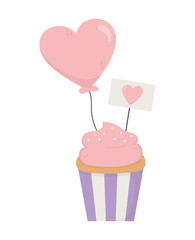 happy valentines day, sweet cupcake heart balloon decoration