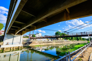 Under the suspension bridge in Ngao city