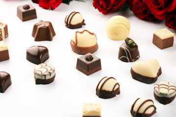Chocolates Pralines and Roses Perfect Combination for the Woman You Love. Valentines Day