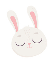 cute rabbit face close eyes cartoon icon