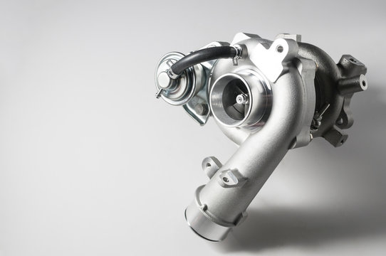 new turbocharger of car on white background.
