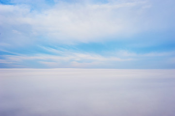 Skies above the fog. Bird eye view