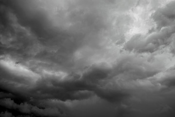 Heavy thunderclouds before the start of a hurricane.