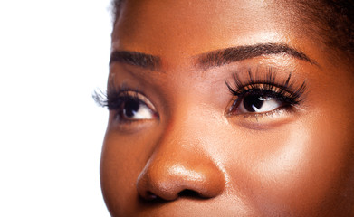 Glamur Look of a Young Beautiful African Female Eyes in Beauty Skin Concept.