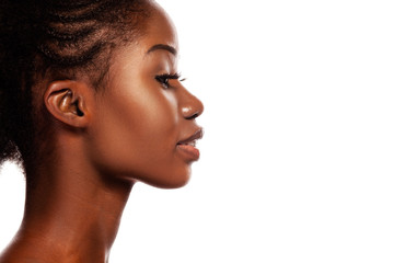 Profile view of young beautiful African American Women