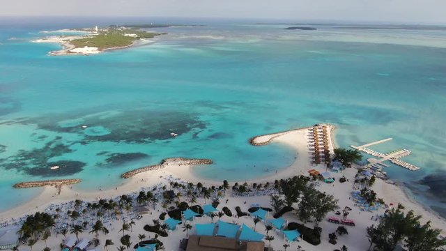 Aerial view of CocoCay Bahamas island