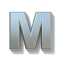 Brushed metal font Letter M 3D