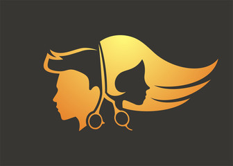 Creative design of hairdressing icon