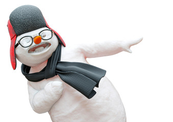 snowman doing a hiphop pose in white background