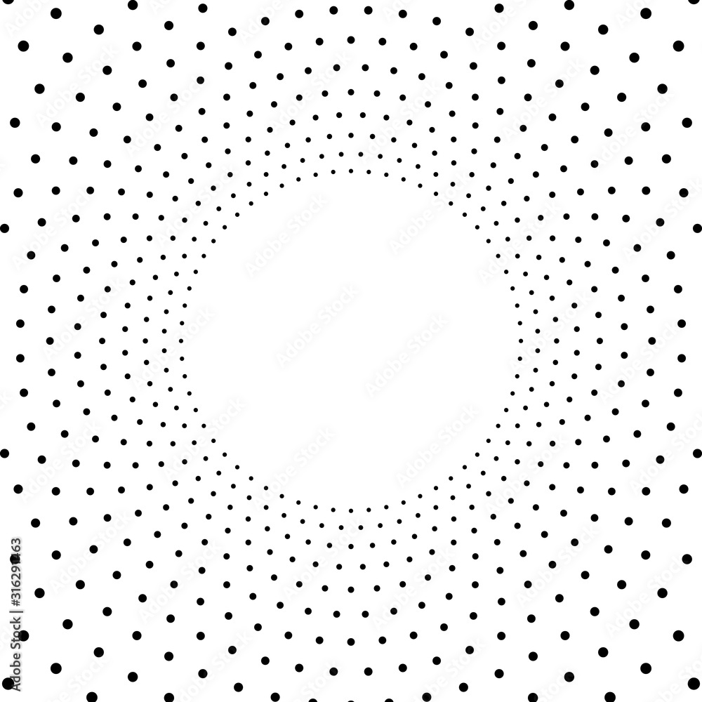 Poster abstract circle of black dots. halftone effect. modern design vector background