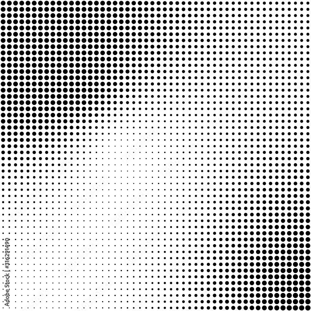 Poster abstract halftone background in black and white. dotted vector pattern