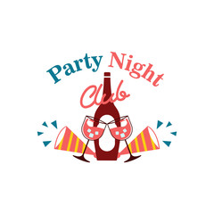 Party Night Club Logo Vector Template