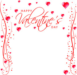 Happy Valentine's Day red text on a white background. Isolated. Design elements for prints, web pages, invitation, gift and greetings card, banners and templates