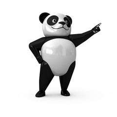 3d Panda Plastic Toy (Toy Art) Style Standing and Pointing to Sky. Cartoon 3d Character Design Illustration.  © Autism in Focus