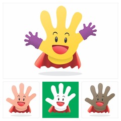 Super Hand (Super Hero Handyman). Cartoon Style Character Design Vector Illustration. 