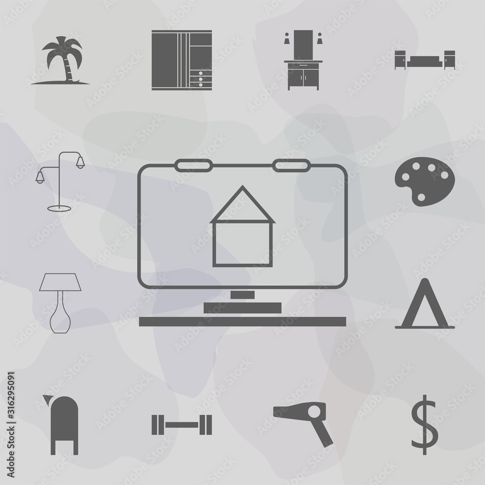Poster house plan on the blackboard icon. web icons universal set for web and mobile