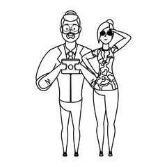 young man bearded with military female agent