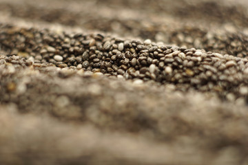 Close up of raw organic chia seeds.