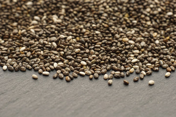 Close up of raw organic chia seeds.