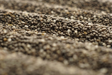 Close up of raw organic chia seeds.