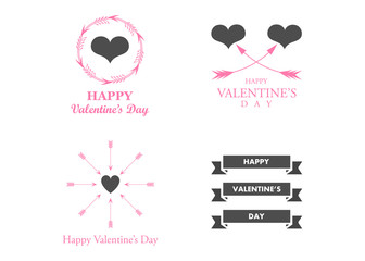 Wedding And Happy Valentine's Day Logo - Isolated On White Background - Vector. Valentine's Day Logo Collection For Love Icon, Heart Design And Wedding Logo.  Modern Happy Valentine's Day Text