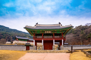 Fototapeta premium Main gate of Namhansanseong Emergency Palace Hannamnu Gate (UNESCO world heritage site)