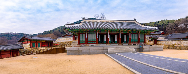 Fototapeta na wymiar Panorama of Namhansanseong Emergency Palace (UNESCO world heritage site)